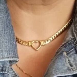 NEW Necklace 18" 20" Heart 14k Gold Plate Chain HEART Chunky Jewelry S05